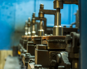 Welding robots movement in a car factory