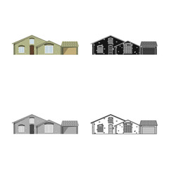 Vector design of building and front symbol. Set of building and roof stock symbol for web.