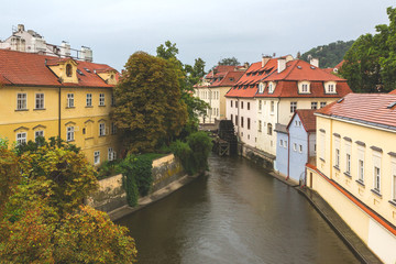 Fototapeta na wymiar Rainy autumnal day in Prague
