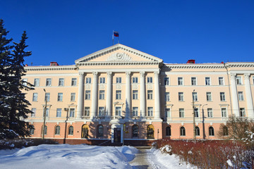 Arkhangelsk, Russia, February, 20, 2018. The building of the internal Affairs of the Arkhangelsk region on Voskresenskaya street in Arkhangelsk