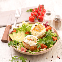 vegetable salad with goat cheese toast