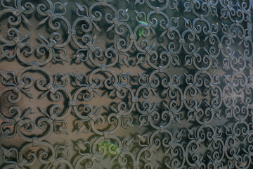 Beautiful iron gate wrought fence jn the street
