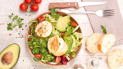 vegetable salad with goat cheese toast