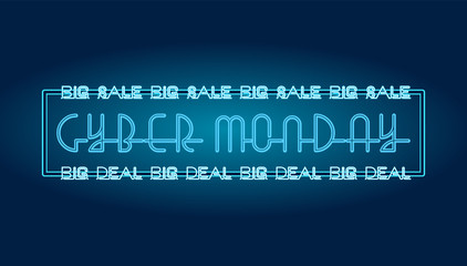 Cyber Monday big sale and big deal - neon sign