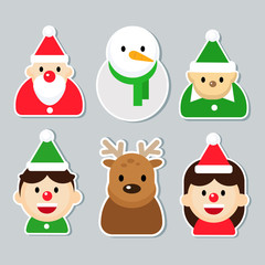 christmas stickers set. badges collection vector illustration.