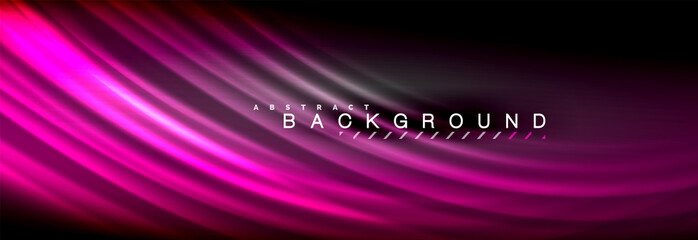 Neon glowing fluid wave lines, magic energy space light concept, abstract background wallpaper design