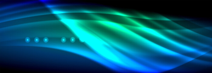Liquid neon flowing waves, glowing light lines background
