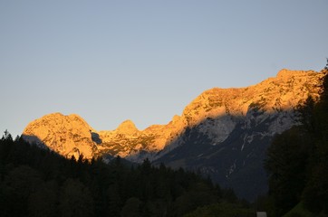 Sonnenuntergang mit Schrottmalhorn in Ramsau, Berchtesgaden