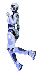 3D Rendering Female Robot on White