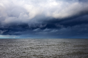 Dark clouds over Baltic sea next to Liepaja, Latvia.