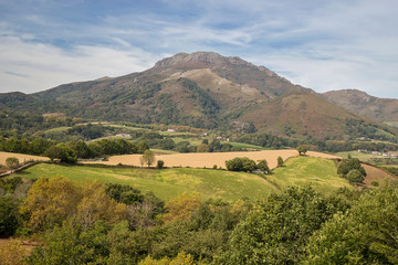 Fototapeta na wymiar Landscape of La Rhune mouintain area in Basque region of France