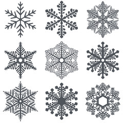Abstract snowflake shapes vector set