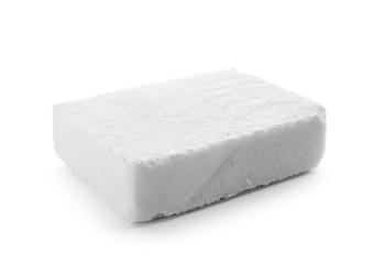 Hand made soap bar on white background