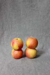 two towers of ripe apples