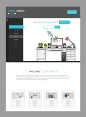 ModernFlat Style Business Website Template Design, Editable Vector Illustration. 