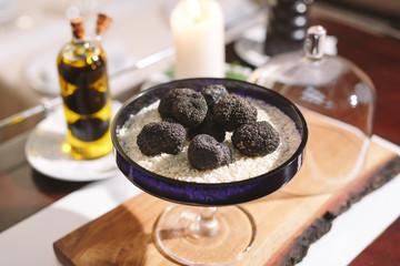Black truffle mushroom on the rice.