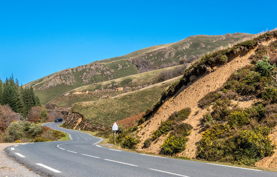 France, Pyrenees Atlantiques, Basque Country, Iraty massif, road of the Col de Iratiko et Leopak (mountain pass) (1,327 meters)