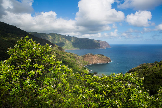North coast of Hiva Oa Island and Matanau Bay, Marquesas Islands, French Polynesia
