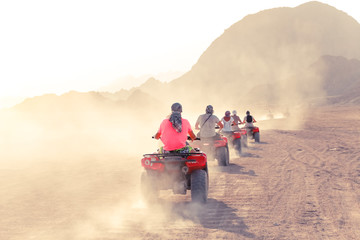 Desert in Egypt. Sharm el Sheikh. Sand and Sand Borkhan. Rock and sunset. Quad Cycle Travel....
