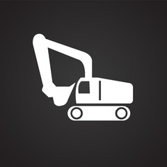 Construction truck on black background icon