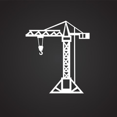 Crane on black background icon