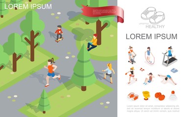 Isometric Healthy Lifestyle Template