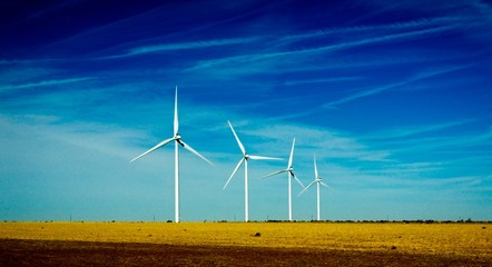 Wind Turbines on Texas ranchland.