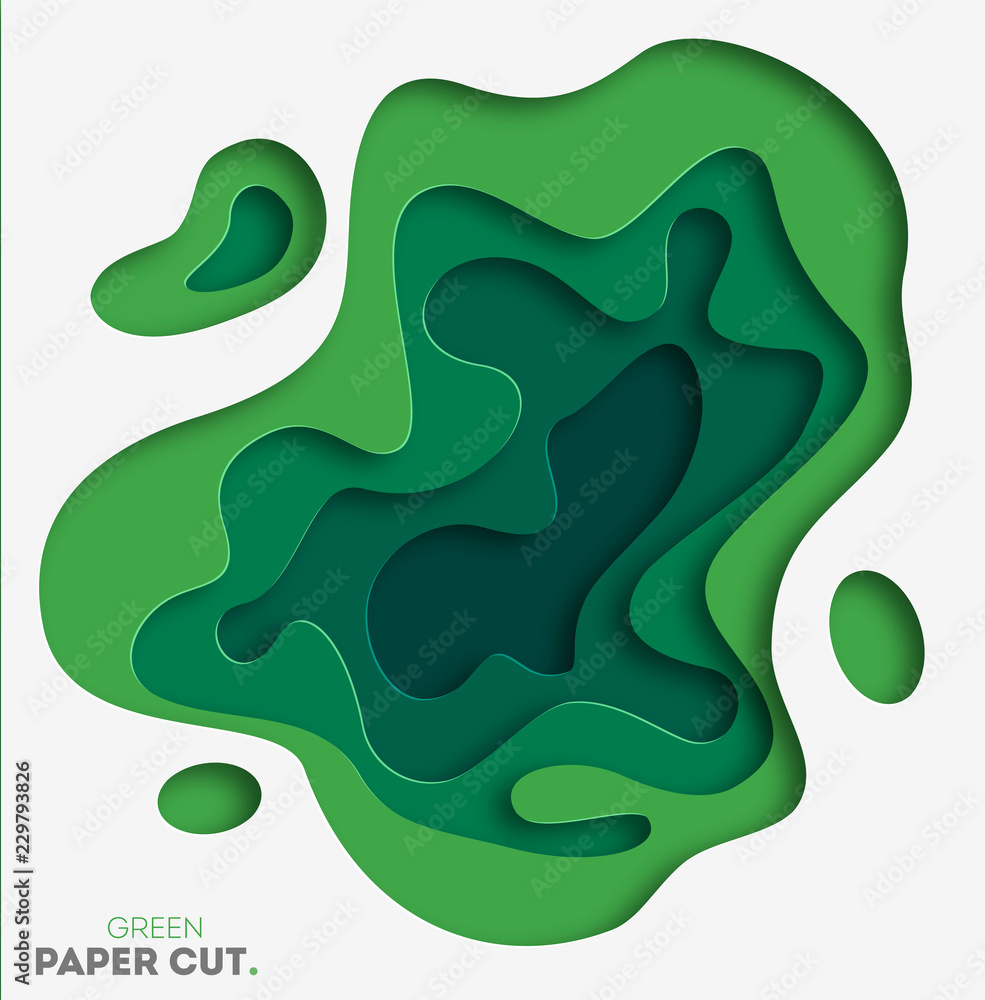 Poster 3d abstract background with green paper cut shapes. vector design layout for business presentations,