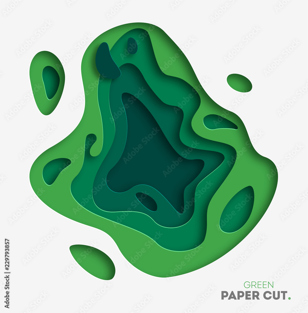Poster 3d abstract background with green paper cut shapes. vector design layout for business presentations,