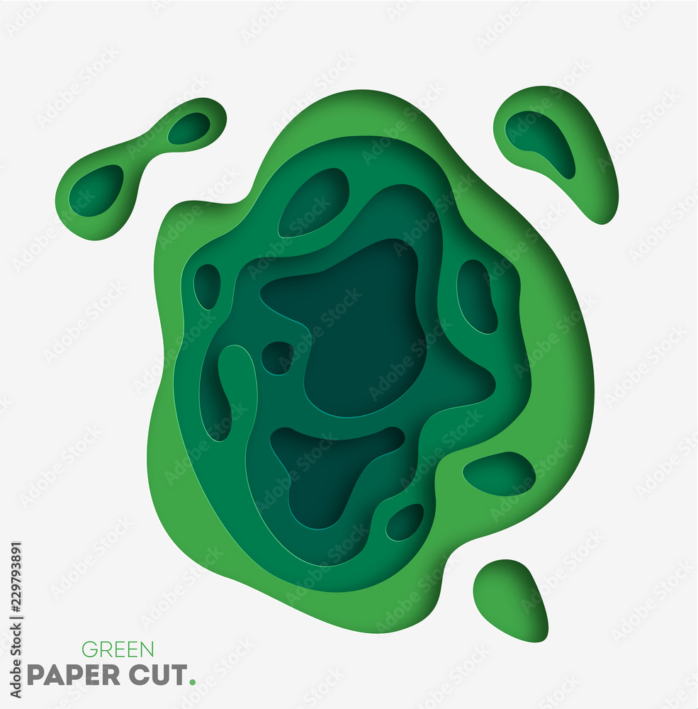 Poster 3d abstract background with green paper cut shapes. vector design layout for business presentations,