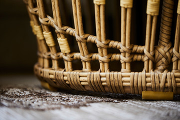 Close up of a wicker basket