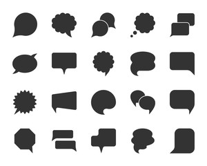 Speech Bubble black silhouette icons vector set