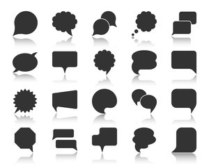 Speech Bubble black silhouette icons vector set