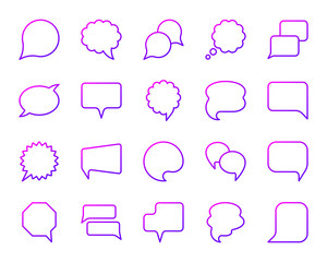 Speech Bubble simple color line icons vector set