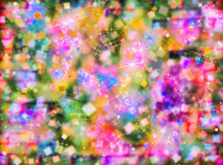 Multicolored defocused bokeh pattern. Abstract background.