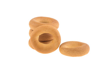 round crackers with a hole isolated on white background