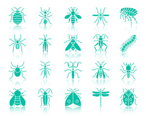 Danger Insect color silhouette icons vector set