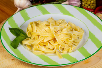 Boiled pasta with basil
