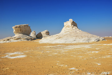 The limestone formation in White desert. Sahara. Egypt