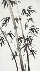 monochrome bamboo trees