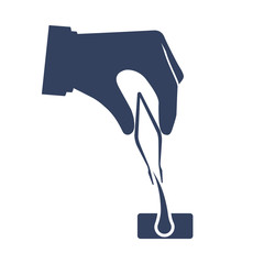 Depilation concept. Metal tweezers in the hands of a man for pulling hair from the skin. Body care, beauty services. Vector illustration flat design. Isolated on white background. Hygiene dermatology.