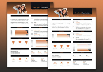 Resume Layout with Photo Placeholder Header