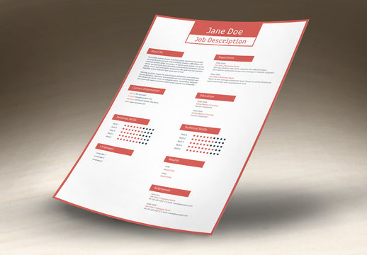 Resume Layout with Red Accents