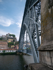 Ponte Dom Luis I - Old emblematic bridge crossing a river for traffic and railway in Porto, Portugal