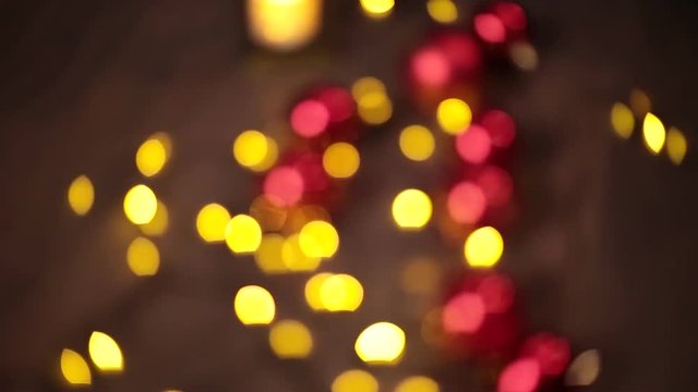 2019. New year 2019. New Year's decor, colorful garlands, Christmas socks. Christmas tree on the Christmas tree. Interior decor. A party. Waiting for the holiday. Bokeh, the blue light. New Year