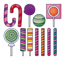 sweet lollipops with candies icon