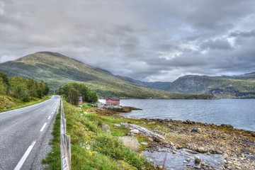 Nesna, Bratland, Fjord, Sjona, Norwegen, Nordland, Fv17, Fv 17, Küstenstraße, Kystriksveien,...