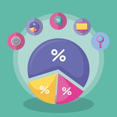 statistics graphics with economy and financial icons