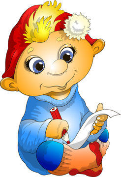 cartoon elf writing list clip art preview