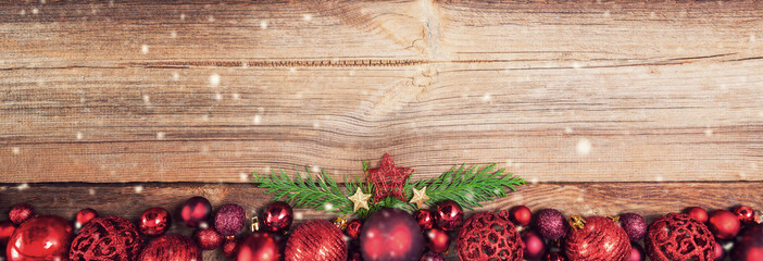 christmas background with golden and red decorations